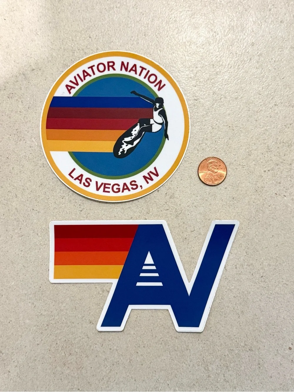 Aviator Nation Rainbow Las Vegas, NV Round & AV Logo Stickers Duo Set of 2